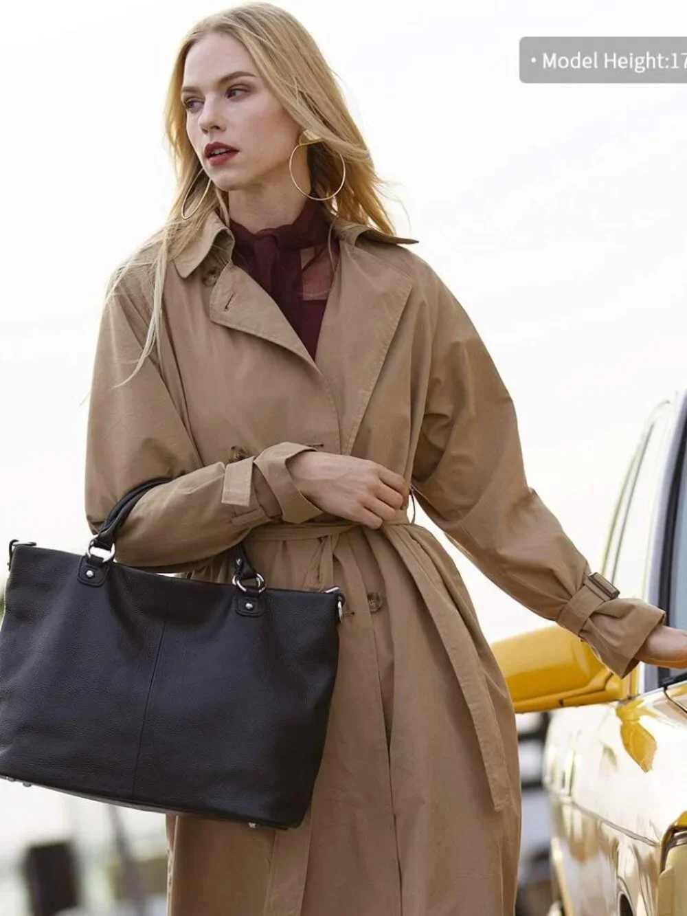 Genuine Leather Tote Purse for Women, Top Handle Satchel | Soft genuine leather - Picture 2 of 7